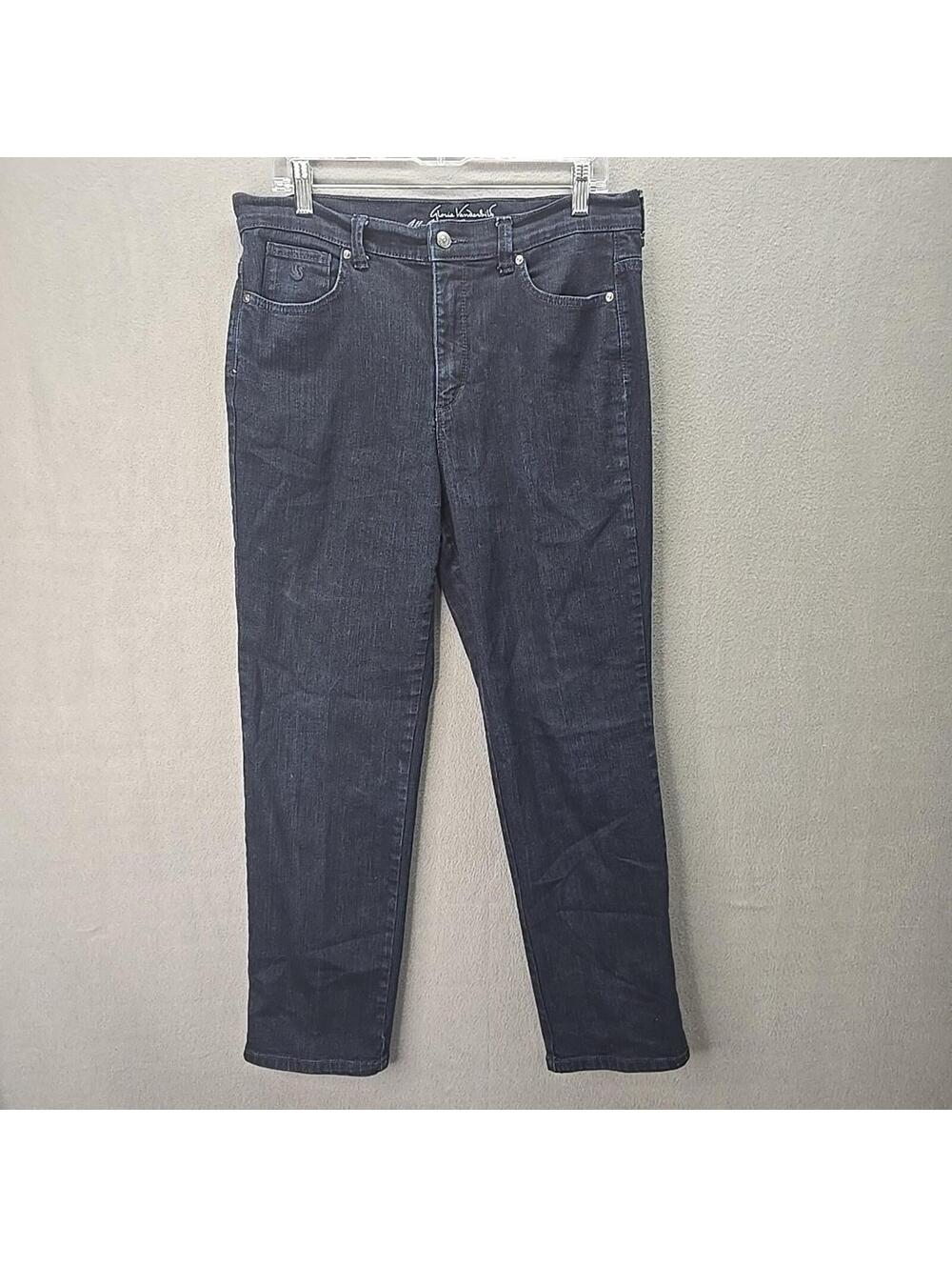 Gloria Vanderbilt Amanda Jeans 14P Blue Embellished Slimming High Rise Petite